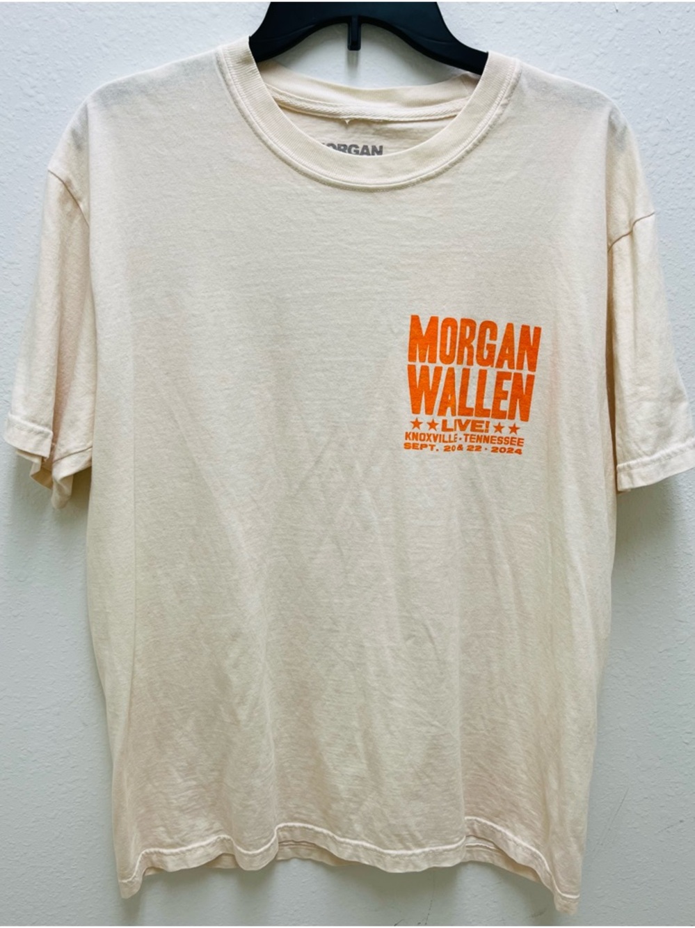Morgan Wallen Concert Knoxville TN Live T-Shirt Cream Large Sept. 20 & 22, 2024